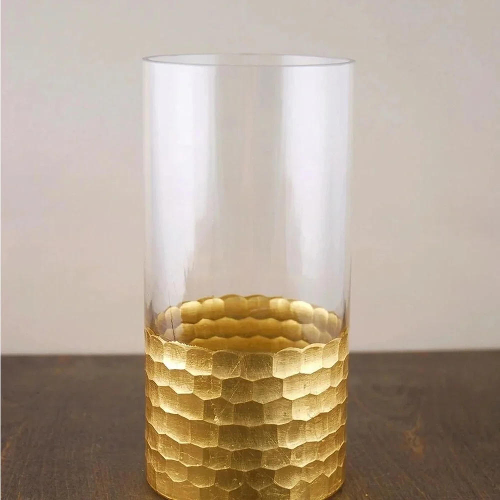 Gold Honeycomb Cylinder Vase 5.5